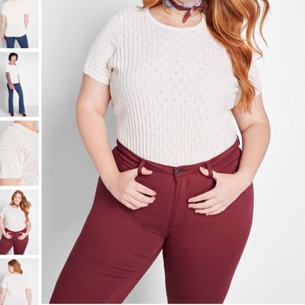 ModCloth White Cable Knit My Treat Neutral Pullover Sweater Sizes 1X New